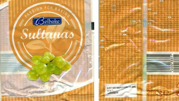 Ανάκληση μη ασφαλούς σταφίδας σουλτανίνας