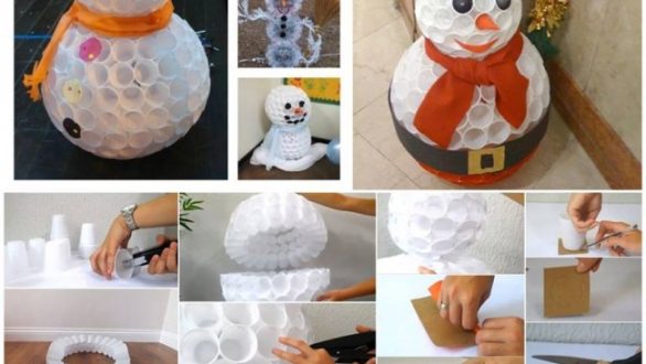 Ένας χιονάνθρωπος από πλαστικά ποτήρια