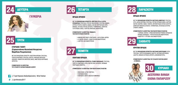 Πρόγραμμα Γιορτή Κρασιού 2017