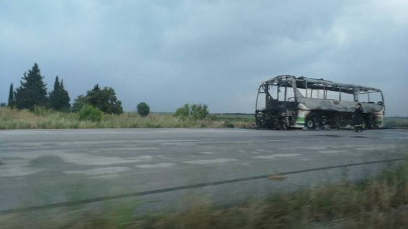 Φωτιά σε λεωφορείο του ΚΤΕΛ στο Μοναστηράκι Έβρου