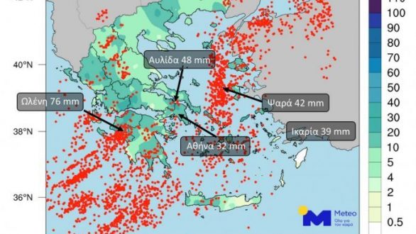 Καιρός: 3.000 κεραυνοί έπληξαν τη Δευτέρα ολόκληρη την χώρα