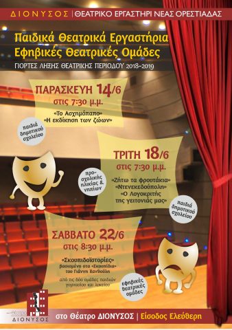 παιδικό εργαστήρι Διόνυσος, παραστάσεις