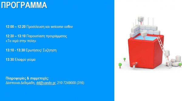 Νερό στην πόλη, Α φάση, πρόγραμμα