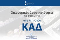 Επιμελητήριο Έβρου: ΚΑΔ δραστηριοτήτων που αναστέλλονται