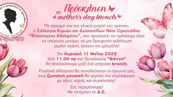 Mother’s Day Brunch από το Σύλλογο Κυριών & Δεσποινίδων Ορεστιάδας ”ΦΙΛΟΠΤΩΧΟΣ ΑΔΕΛΦΟΤΗΣ”