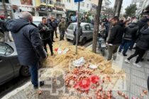 Ορεστιάδα: Σανό, γάλα και κρεμμύδια έριξαν αγρότες μπροστά από τα γραφεία βουλευτών